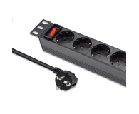 Qoltec Aluminiowa Listwa zasilająca PDU do RACK 10'' 1U 16A 4xSCH - 1257506 - zdjęcie 1